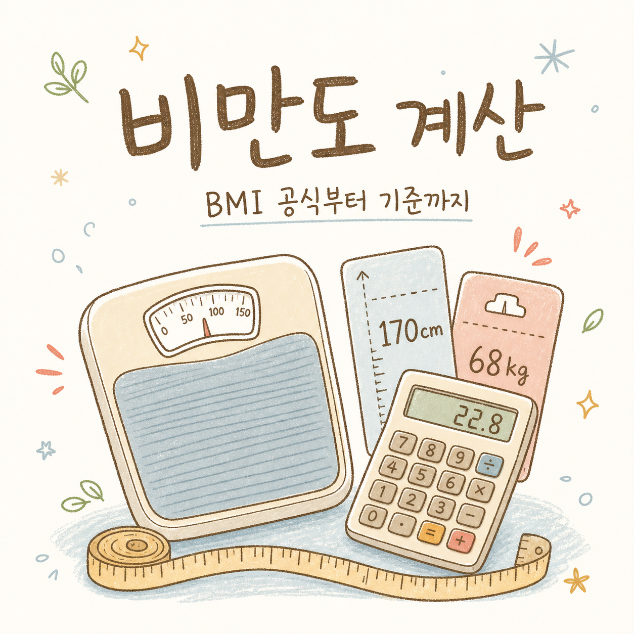 비만도 계산 — BMI 공식부터 정상 범위, 복부비만 기준까지