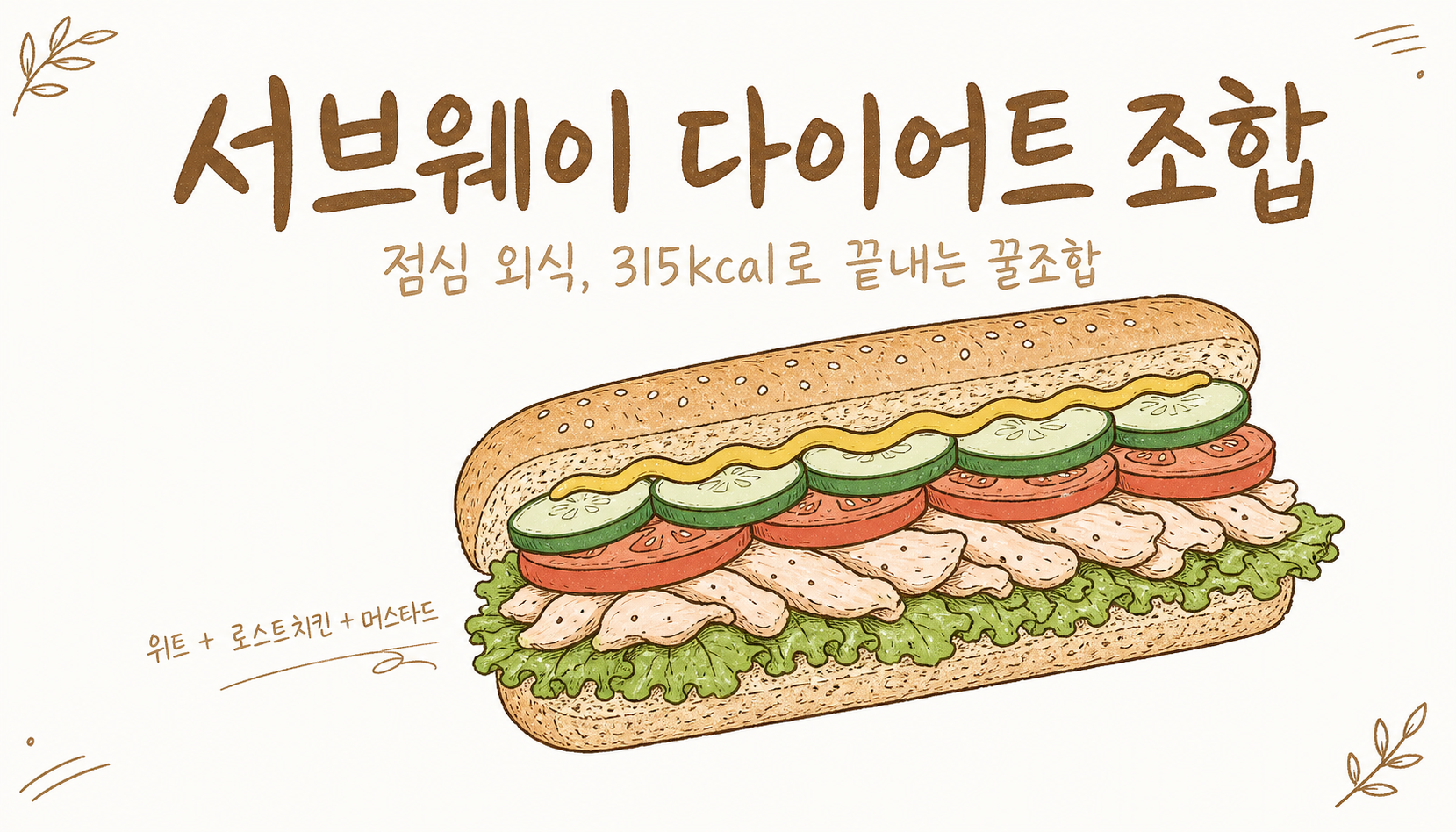 서브웨이 다이어트 조합 — 점심 외식 315kcal로 끝내는 꿀조합 정리