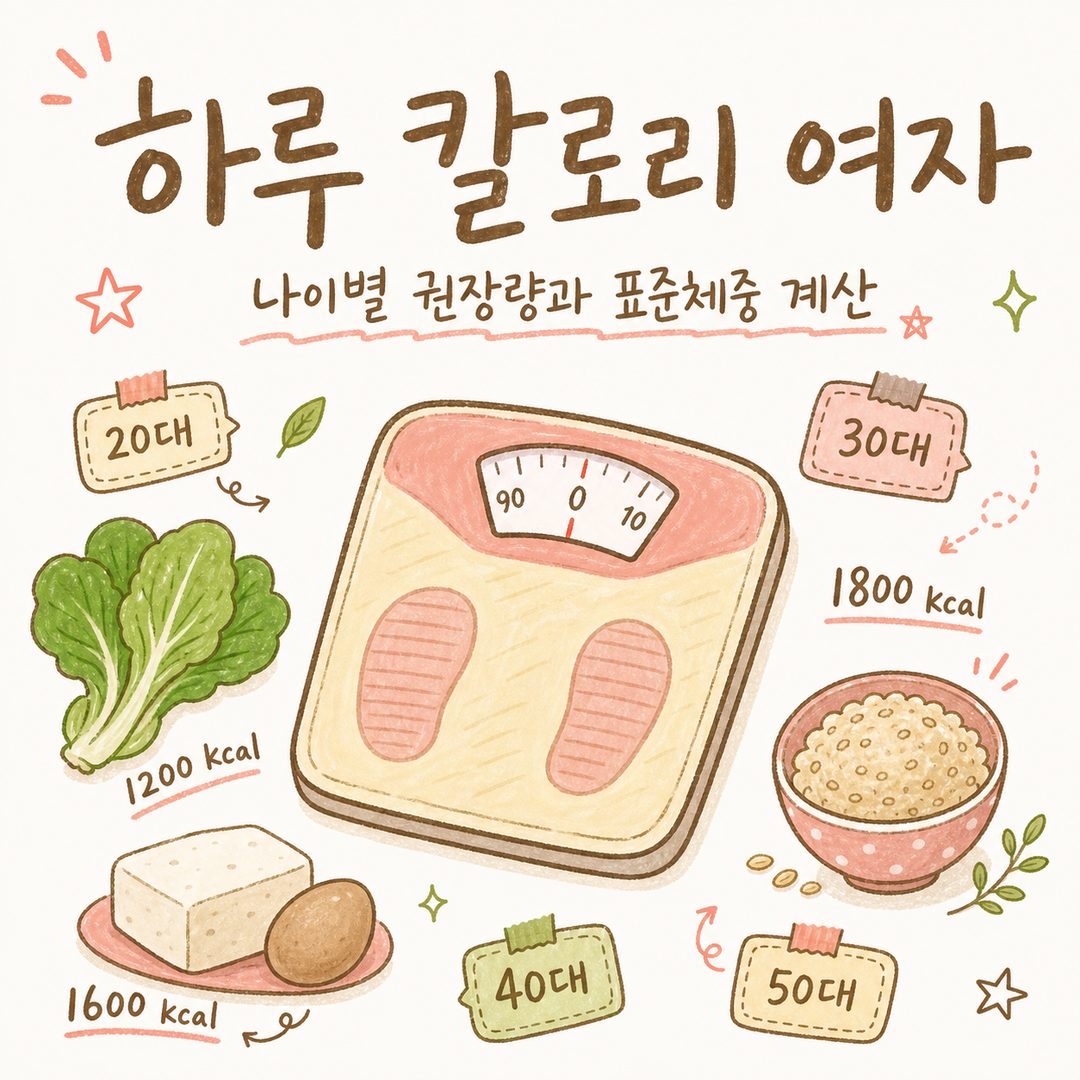 하루 칼로리 여자 — 나이별 권장량과 표준체중 계산