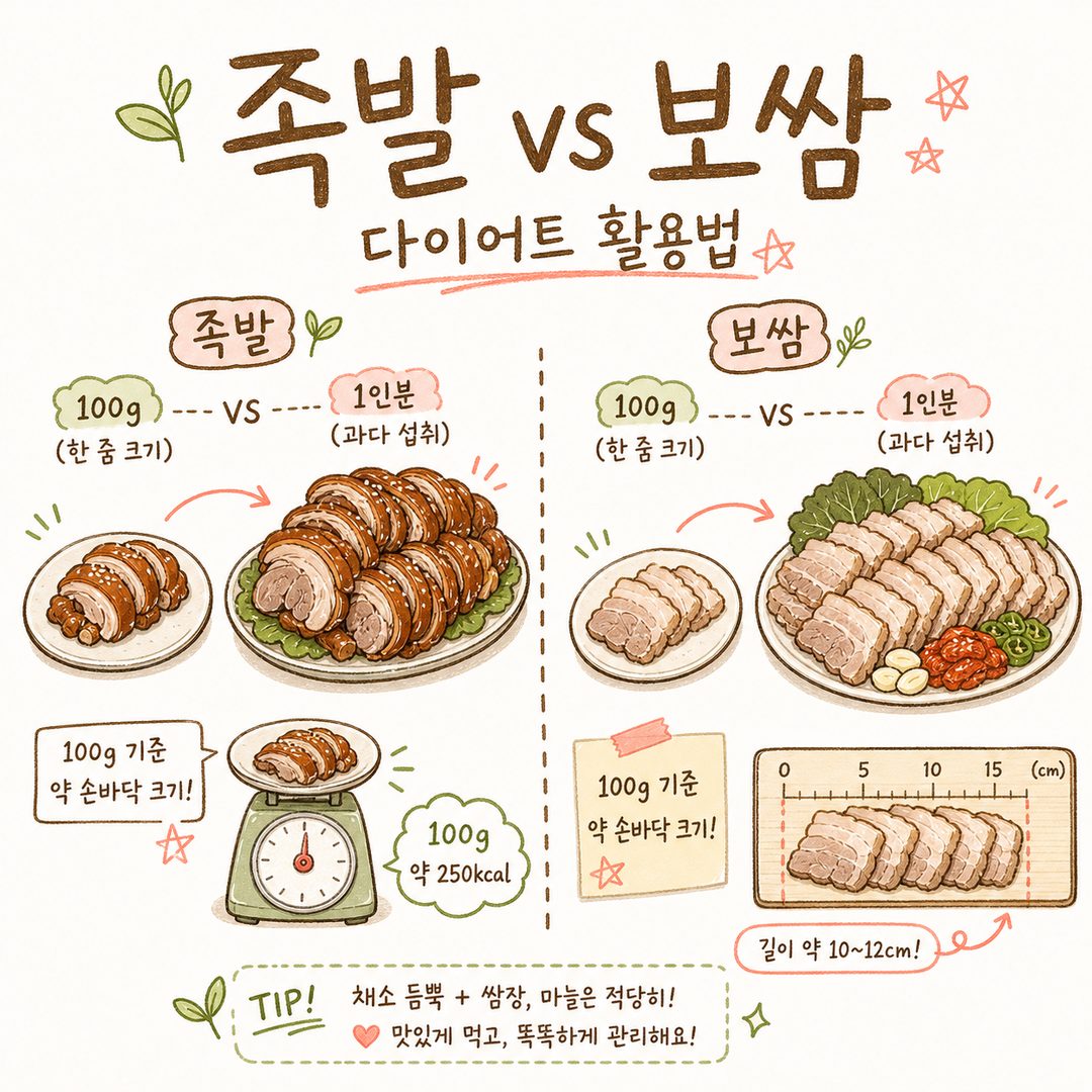다이어트 족발 보쌈 — 100g 칼로리부터 1인분 함정, 실천 팁까지