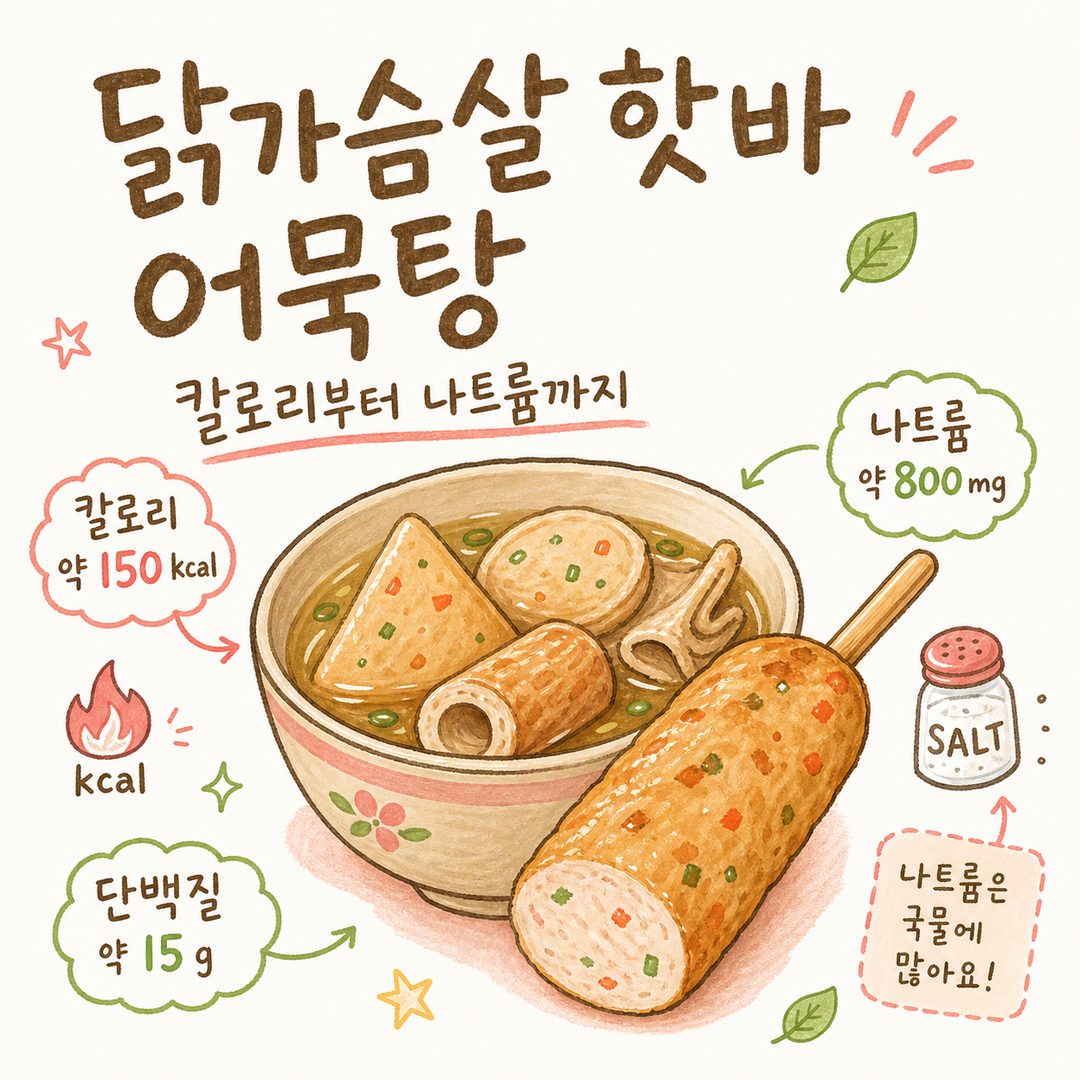 닭가슴살 핫바 어묵탕 — 칼로리부터 단백질, 나트륨까지