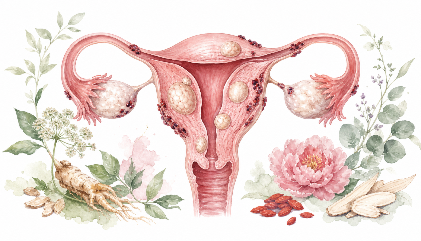 자궁선근증 한방 치료 — 자궁 및 하복부 기혈 순환 이미지